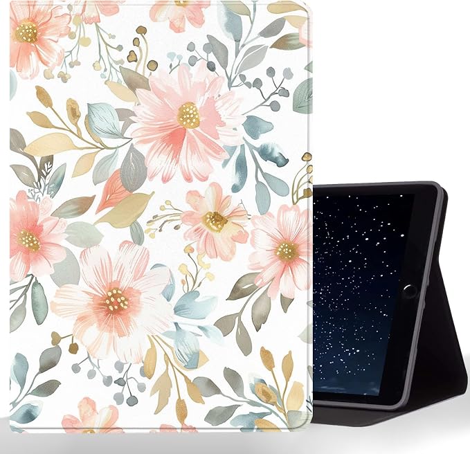 Tablet Case for iPad Air 13" M3/M2,iPad Pro 12.9" 6th/5th/4th/3rd Generation,Shockproof Protective Cover with Stand,Auto Wake/Sleep,Floral Pattern