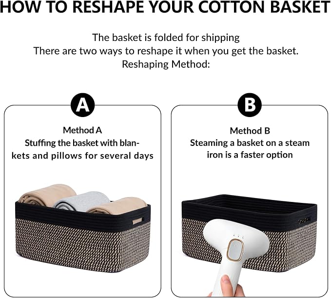 MiniArk Large Storage Baskets for Organizing, 17 x 13 x 7.5” Closet Shelf Baskets for Clothes Blanket Towels, Baby Nursery, Toy Bins Box, Woven Rope Baskets, 4 Packs Woven Brown