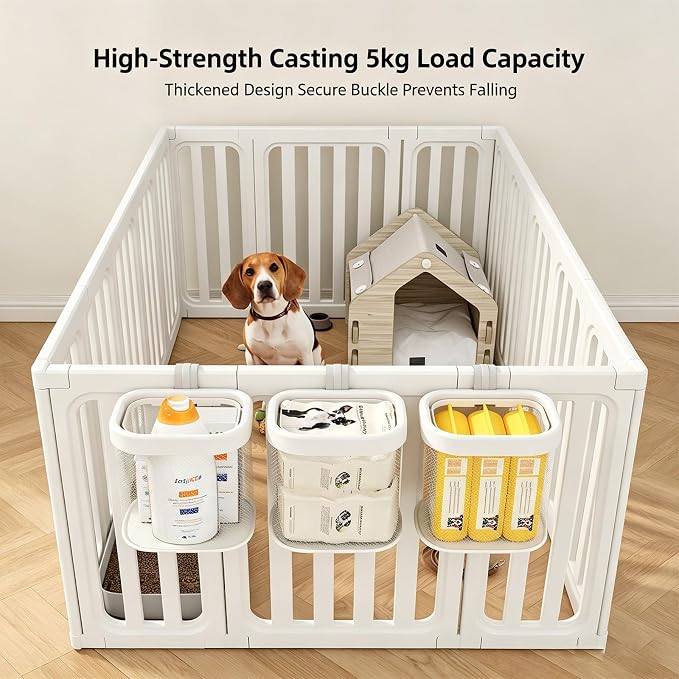 Playpen Side Storage Basket Set, Pet Fence Hanging Organizer Bask | Sturdy PP Frame Construction, Wide Open Top Access, 3 Piece Sorting Organization, Fits Playpens and Fences