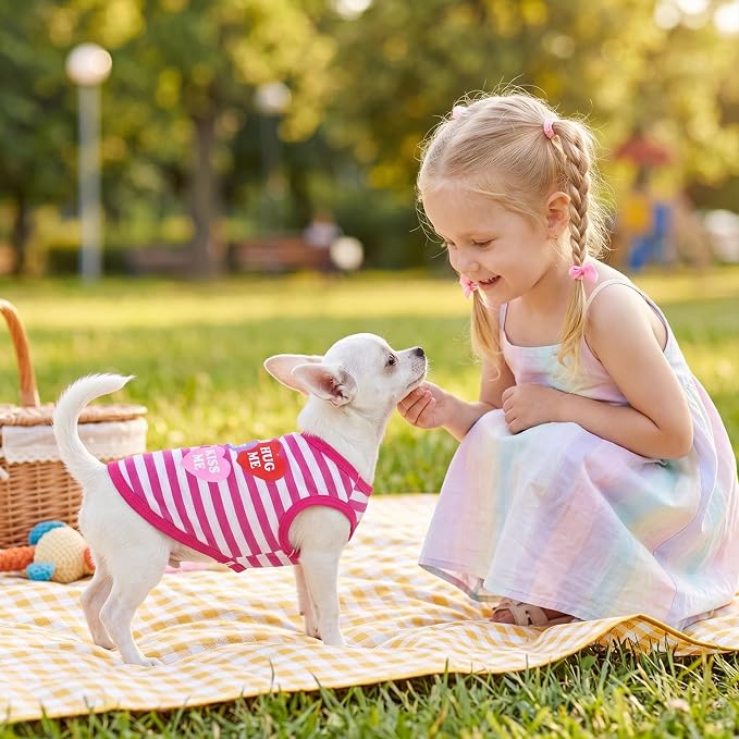 hoyuwak 4 Pieces Pet Shirts Funny Dog Printed Clothes Cool Breathable Puppy Sleeveless Vests Dog Outfit for Summer