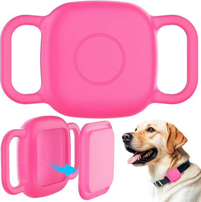 DDJ Waterproof Dog Collar Holder for Life360 Tile Mate Tracker, 2-Pack Durable Silicone Cover, Anti Lost for Life 360 Tile Tracker Case for Cat &Pet Collars, Easy Installation, Lightweight, Pink Punch