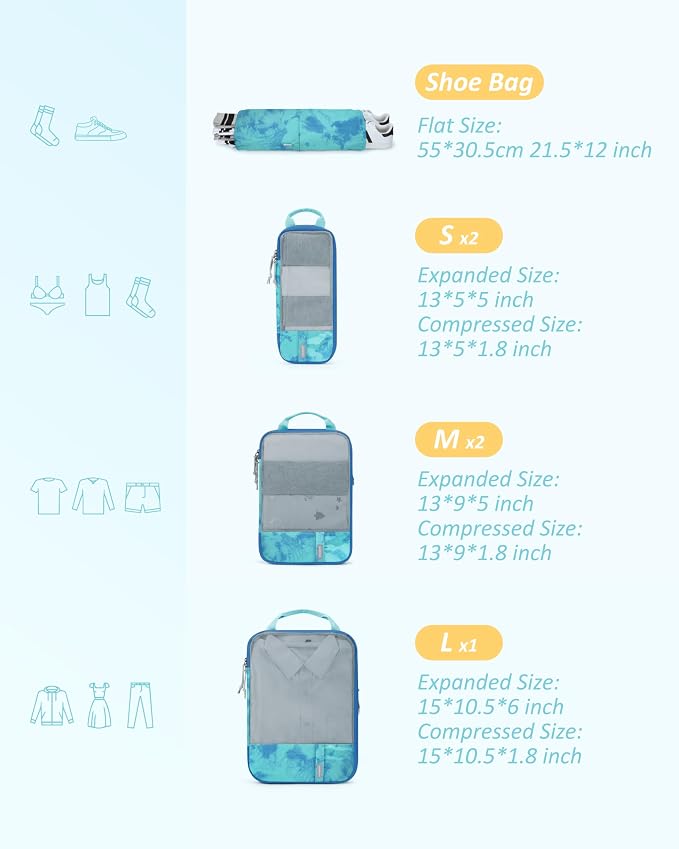 BAGSMART Compression Packing Cubes for Travel Essentials | 14 Set /6 Set /4 Set/2 Set, Lightweight, Durable