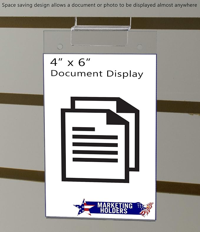 Slatwall Sign Holder 4 x 6 Small Price Sheet Printed Materials Display Graphic Literature Frame Clear Plastic Sleeve for Retail Stores and Convenience Stores by Marketing Holders