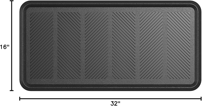 Ottomanson Indoor/Outdoor Boot Tray Non-Slip Rubber 16" x 32" Modern Entryway Mat for Entryway, Patio, Backyard, Garage, 16" x 32", Black