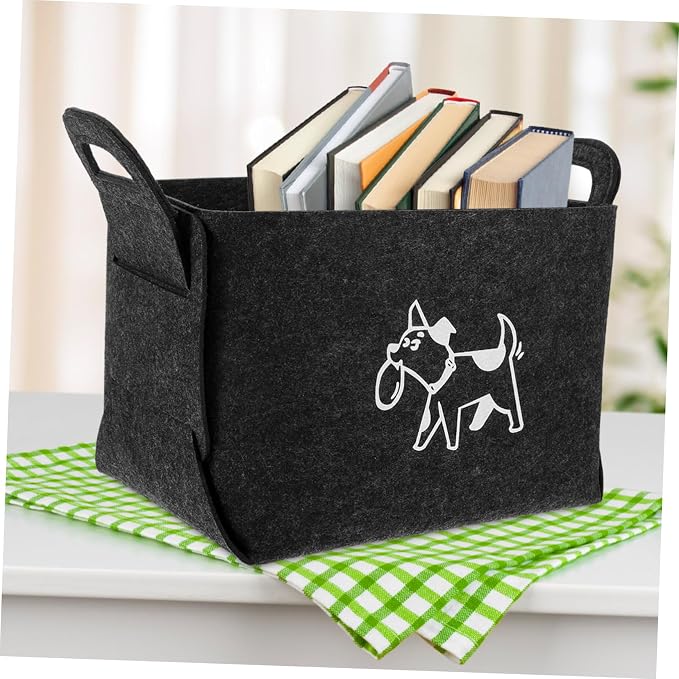 Felt Dog Toy Storage Organizer and Wear-resistant Felt Basket with Handle for Pet Toys and Household Items Color