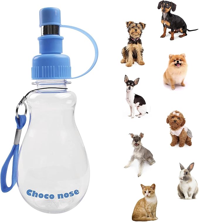 Choco Nose No-Drip Portable Travel Water Bottle for Small Dogs & Cats - Lockable Leak-Proof Design Prevents Spills in Bags & Cars, Outdoor Feeder for Puppies & Toy Breeds, 8 fl oz Pink (C258)