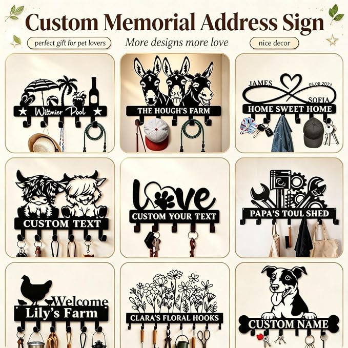 Custom Dog Metal Wall Hook, Name Bone Bar, Pet Gear Organizer | Key Holder Wall Mount, Dog Lover Gifts, Metal Decor, House Warming Gifts New Home, Dog Leash Holder for Wall