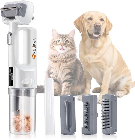 Pet Grooming Vacuum Kits-Dog&Cats Hair Remover Dematting Shedding, Cordless Handheld and Rechargeable Machine Friendly Noise with 9K Suction 300ml Dust Cup Travel/Household