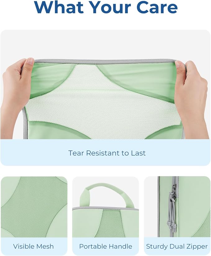 Bagsmart Compression Packing Cubes, Travel Bag Cruise Ship Essentials | Lightweight, Compressible Suitcase Organizer Set fit Standard Carry-On & Checked Luggage, 6 Set, 14 Set Washable Packing Bags