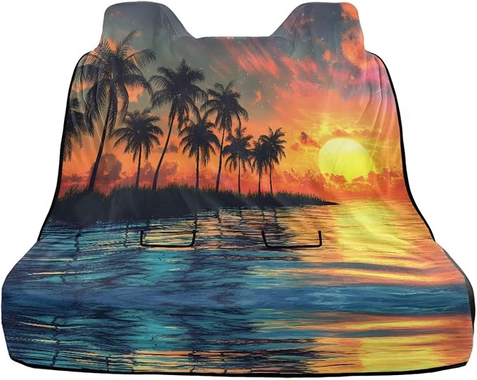 Renewold Pet Dog Car Back Seat Cover Car Seat Towel Cover with Storage Bag Auto Rear Bench Towel Blanket for Running Yoga Workout Sport Travel Automotive Interior Accessories Yellow Sunset
