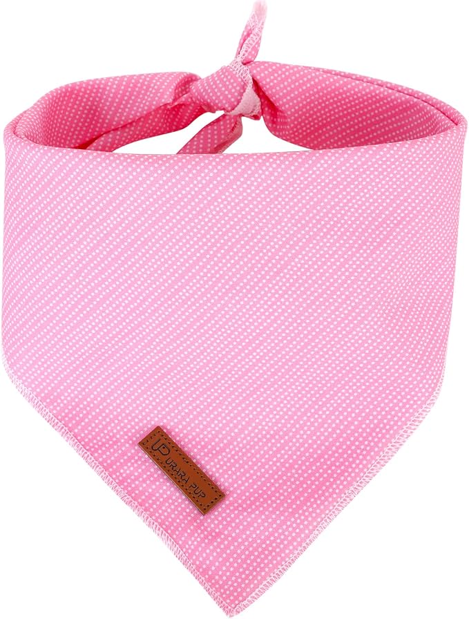 Dog Bandana - Comfortable Cotton Triangle Scarf for Medium Large Dogs, Washable Pet Kerchief for Girl Female Dogs, Pink Adorable Classic Bid Scarf