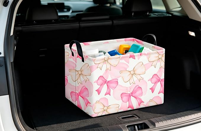CLOCOR Rectangular Storage Bin,Waterproof Books Box,Gift Basket(Bow)