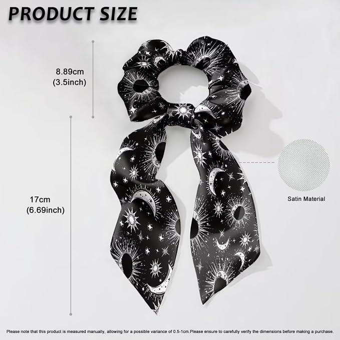 COEQINE Christmas Dog Bandanas Bulk for Small Medium Large Dogs Bandana with Bow Hair Ties for Owner Black Gothic Stars Moon Pattern Holiday Costume for Pet and Adult Costume