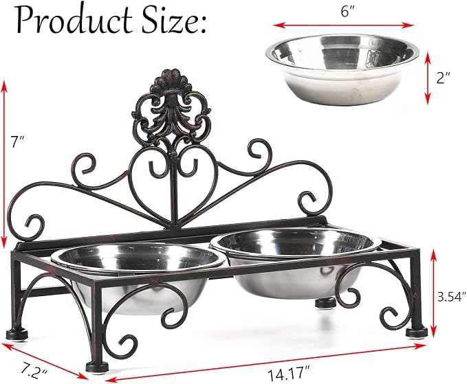 3.54" H Elevated Dog Bowls, Metal Raised Dog Bowl, Cats Bowls with Stand | Dog Bowls with Double Stainless Steel, Pet Feeder for Food and Water Lifted, Elevated Pets Bowl Holder