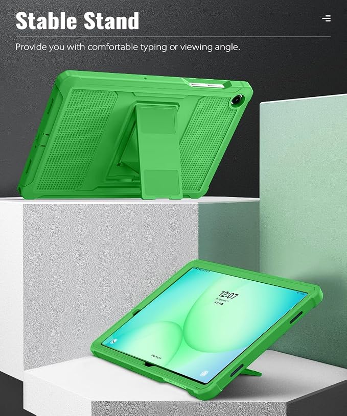MoKo Shockproof Case Fit Samsung Galaxy Tab A11+ Plus/ A9+ 11 Inch | Full Body Rugged Stand Back Cover with Built-in Screen Protector for Galaxy Tab A11+/ A9+ Tablet, Forest Green