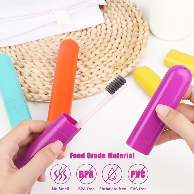 Hooqict 4 Pack Travel Toothbrush Case Portable Travel Toothbrush Holder Plastic Toothbrush Container Protector Cover for Traveling, Camping, Home, School, Business