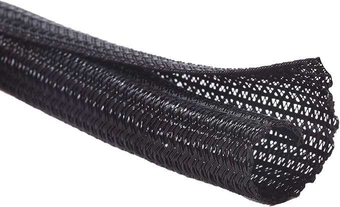 Alex Tech 25ft - 1/4 inch Cord Protector Wire Loom Tubing Cable Sleeve Split Sleeving for USB Cable Power Cord Audio Video Cable – Protect Cat from Chewing Cords - Black