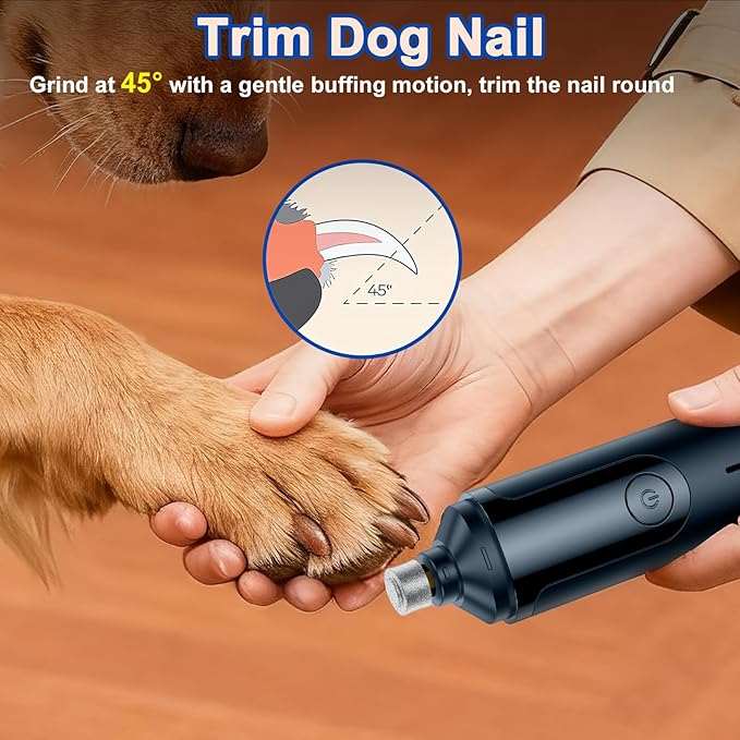 Pet Nail Grinder, Quiet and Low-Vibration Dog Nail Trimmers for Large Dogs, Medium, Small Dogs Cats Pets, Upgrade Professional Electric Pet Paws Toenail Grooming Tool Blue