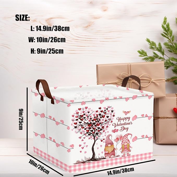Cute Large Valentine's Day Gift Basket Empty Heart Decor Storage Bin for Kid Baby Room Décor (Pink Dwarf Love Tree)