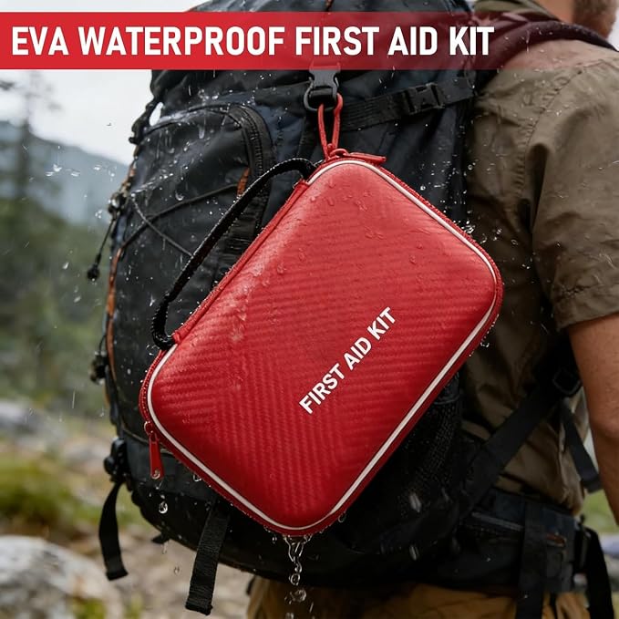 First Aid Kit - Smart Compartments Medical Kit with EVA Hard Shell, Large Capacity for Various Emergency Supplies, Emergency Kit for Home, Car, Travel, Businesses, Camping, Hiking, Outdoor Emergencies