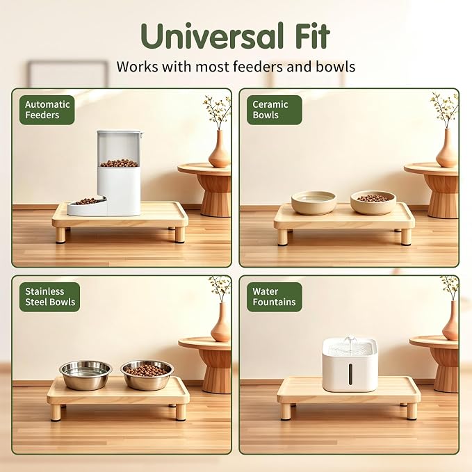 Cat Food Stand, Elevated Cat Feeding Station for Bowls & Feeders