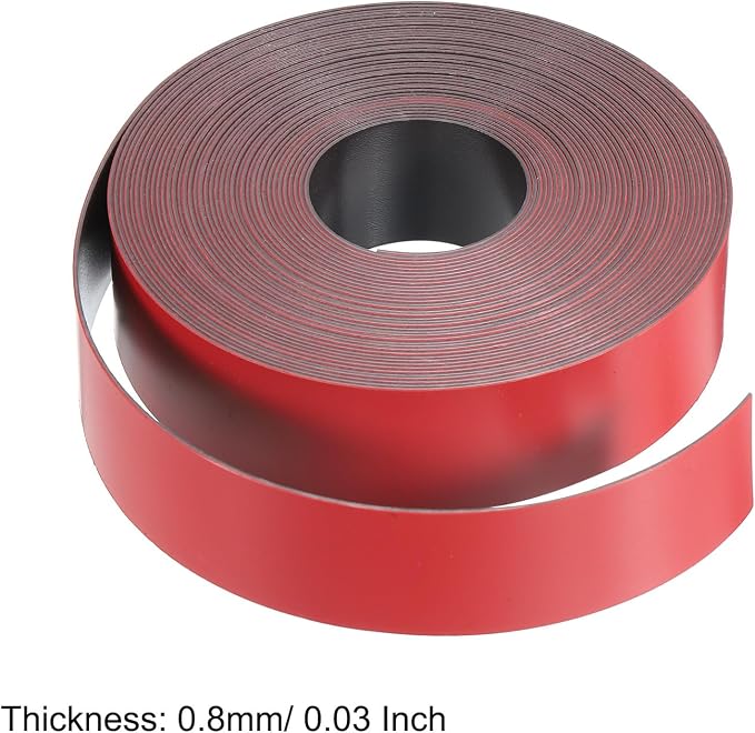 MECCANIXITY Magnetic Strip with Strong 1 Inch x 26.25 Feet Magnetic Strip Tape,Magnetic Tape Labels for Whiteboards Refrigerator and Crafts Red