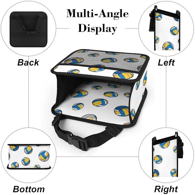 Car Seat Back Organizer Pu Leather Vehicle Backseat Storage Box, Yellow | Blue White Volleyball, Auto Hanging Pouch with Adjustable Strap PU Leather Trash Bags Travel Accessories