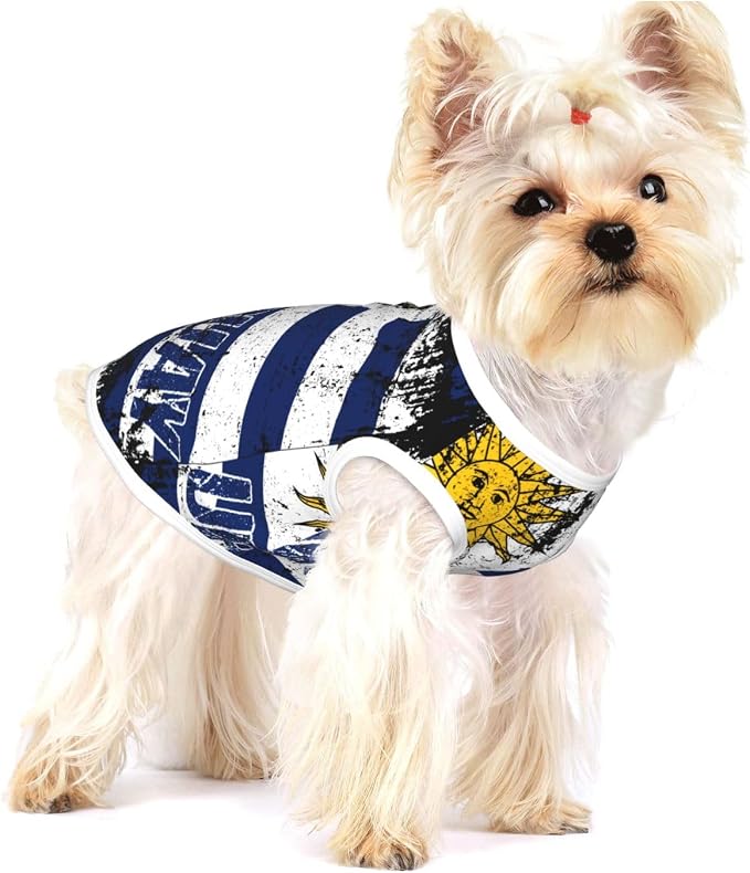 Vintage Uruguay Flag Dog Shirts Sleeveless Puppy Cotton T-Shirts