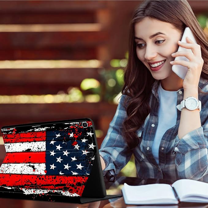Case for Samsung Galaxy Tab A7 10.4" 2022/2020 (T503/T509/T500/T505/T507) | Slim Leather Smart Cover with Multi-Angle Anti-Slip Stand [Auto Wake/Sleep] Shell for Women Men, Vintage Black Flag