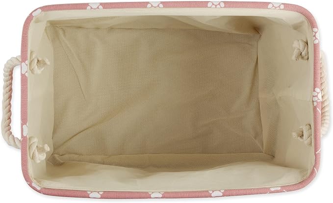 Bone Dry Pet Storage Paw and Bone, Trellis Collection, Medium Rectangle, 16x10x12, Rose