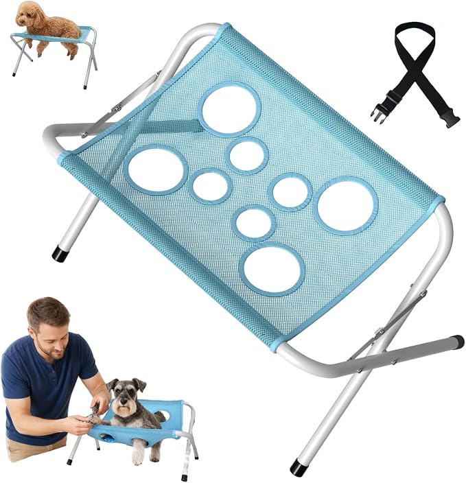 Foldable Pet Bathing Stand, Pet Grooming Mesh Bath Stand，Blue | Portable Dog Shower Grooming Rack, 44 LBS Weight Capacity for pet Washing Maintenance Travel Grooming