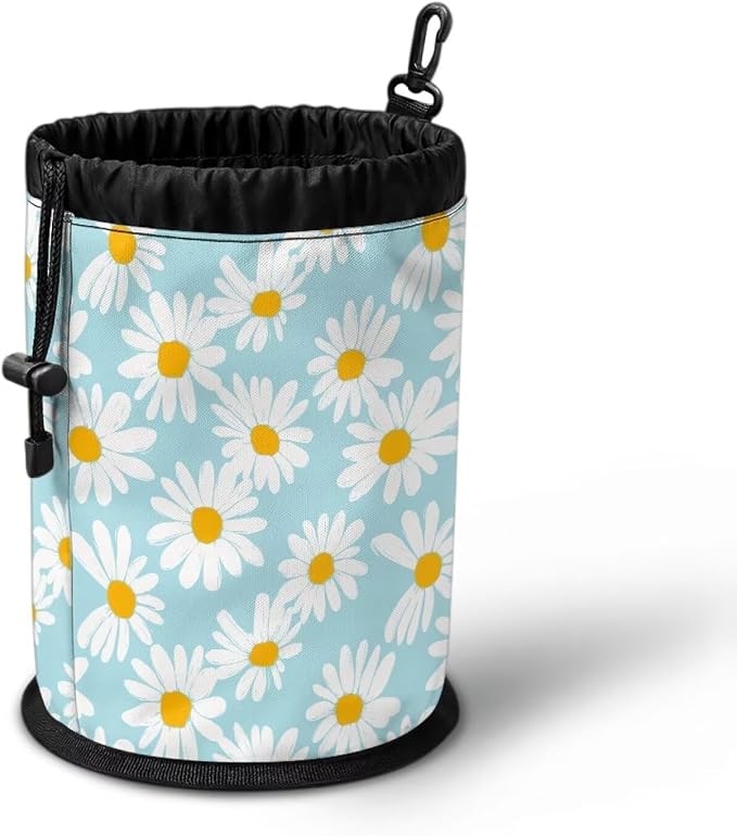 Daisy Clothespin Bag with Hanging Hook Laundry Canvas Clothes Pin Holder Waterproof Clothespin Bag Clothespin Storage Organizer with Drawstring Closure