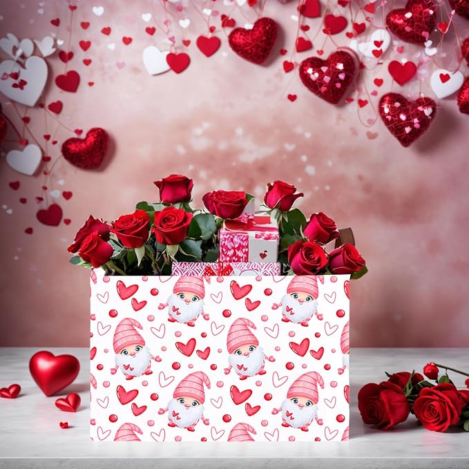 Cute Large Valentine's Day Gift Basket Empty Heart Decor Storage Bin for Kid Baby Room Décor (Dwarf Elf Love)