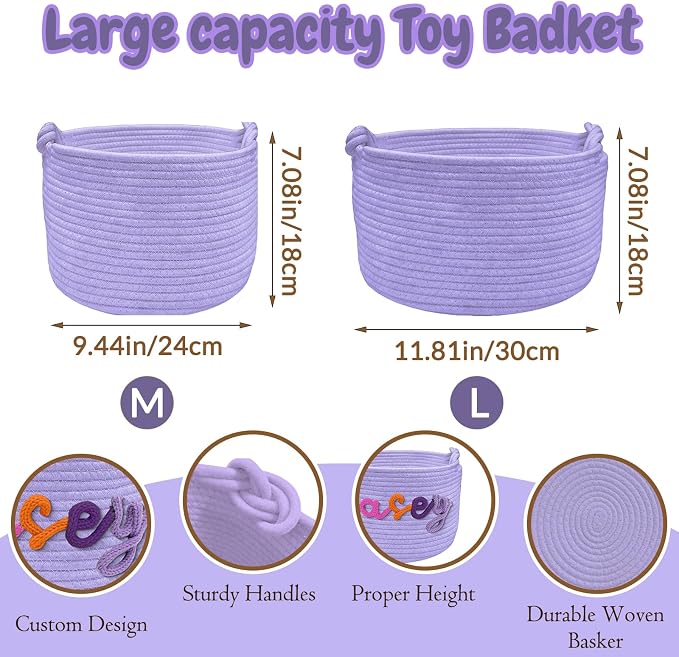 Personalized Dog Cat Toy Basket, Custom Cotton Rope Storage Basket with Name for Pet Supplies, Customized Puppy Kitten Organizer for Snacks, Toys, Blankets – Easter Birthday Gift for Pets