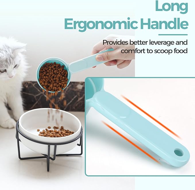 ComSaf MSBC Melamine Pet Food Scoop, Cat Food Measuring Cups, Comfortable Long Handle Scoop for Dog, Cat, Ferret and Rabbit Food, 1 Cup Size Pet Food Feeding Scoop (Blue) (Pack of 2)