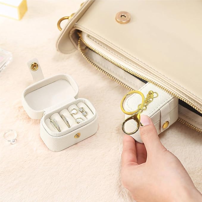 Ring Bearer Pillows for Dog Collar, PU Leather Wedding Ring Pillow Box for Pet, Mini Ring Holder Pouch Box, Earrings Storage Box for Proposal Engagement Wedding Ceremony Party Ivory