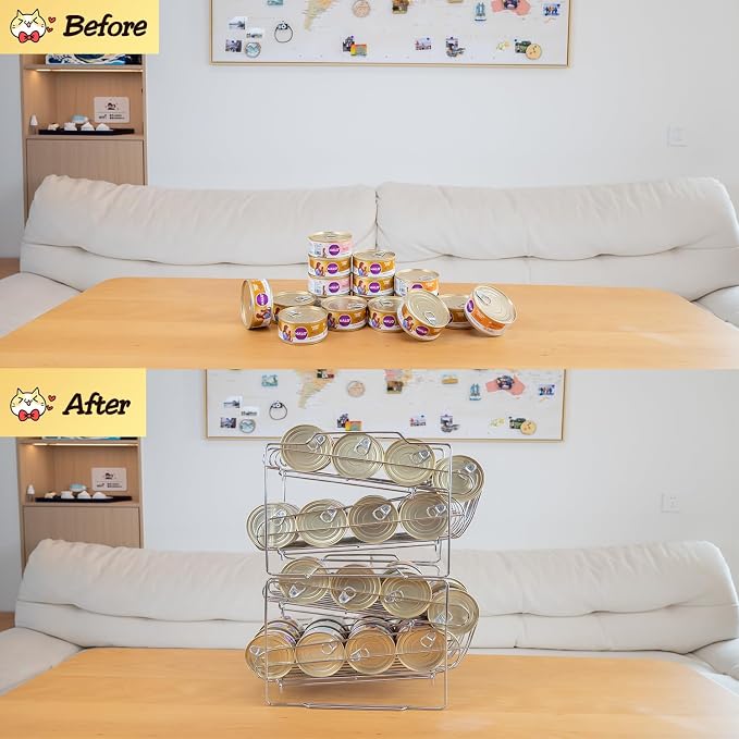 Cat Food Organizer - Wet Cat Food Rack for 3oz or 5.5oz Cans (24 Cans Capacity)
