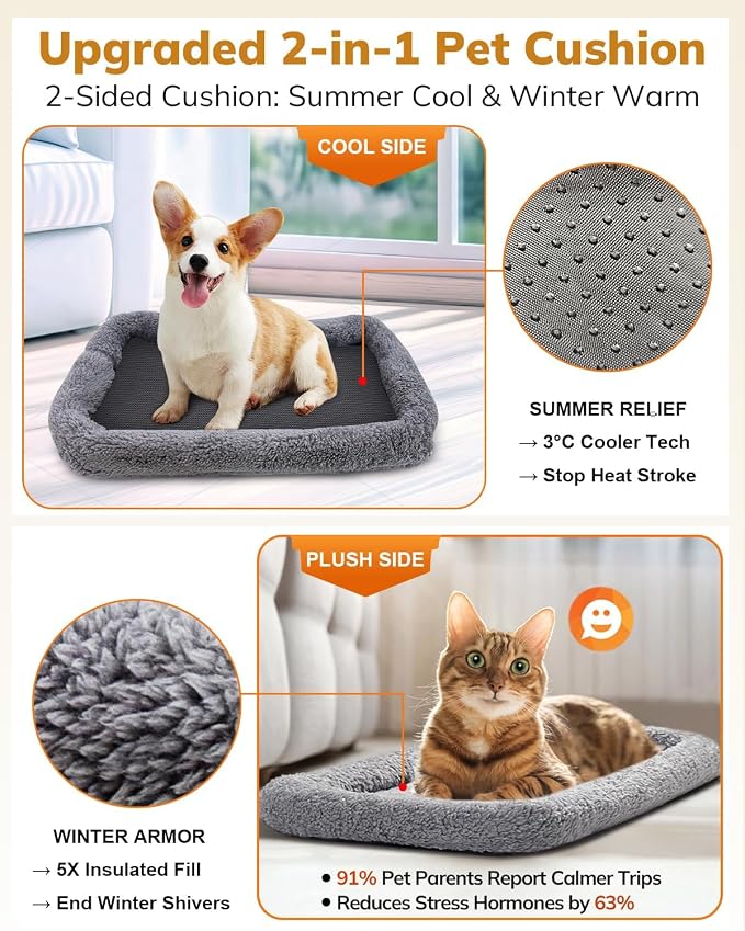 Morpilot Pet Carrier for Large Cats, Puppies & Small Dogs Up to 25lbs | Escape-Proof with Locking Zippers, Dual-Sided Cushion, Safety Buckle for Car & Vet Travel, Includes Foldable Bowl (Beige)