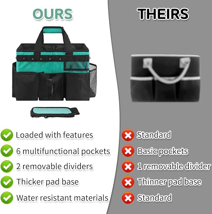 Boczif Cleaning Caddy Bag Wearable,Cleaning Caddy Supplies Organizer(Green) | with Handle, Shoulder Straps & Detachable Divide, Cleaning Tool Organizers Tote Bag for Cleaners & Housekeepers