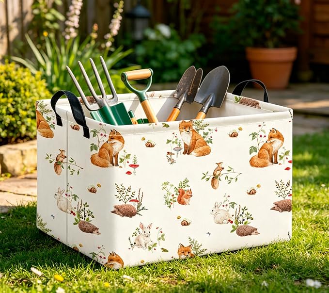 CLOCOR Rectangular Storage Basket,Collapsible Storage Bin,Waterproof Books Box(Fox)