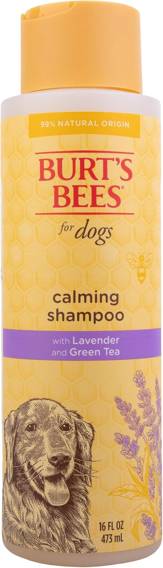 Burt's Bees for Pets Calming Dog Shampoo with Lavender and Green Tea, 95% Natural Origin, pH Balanced, No Sulfates, Soothing Lavender Scent, for All Dog Breeds, 16 Fl Oz