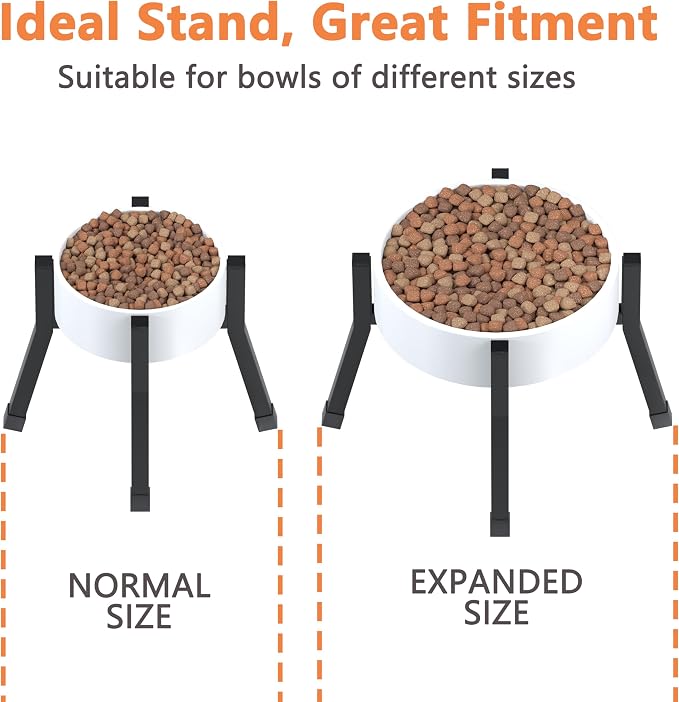 Piskyet Raised Dog Bowl Stand with Adjustable Width 7.9-11" | Single Food and Water Stand Feeder,Adjustable Elevated Dog Bowl for Medium Large Sized Dogs(Bowl Not Included)