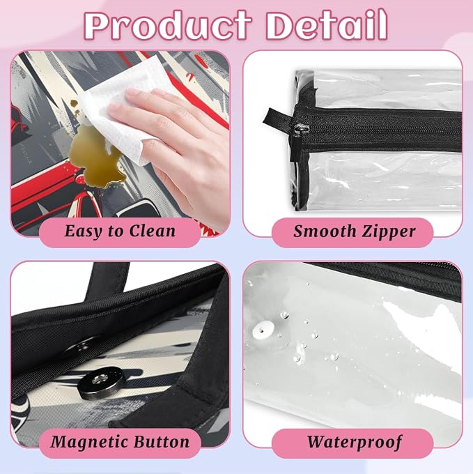 Racing Car Makeup Bag for Women Hanging Roll-Up Travel Organizer Toiletry Kit with 4 Removable Compartments, Race Car