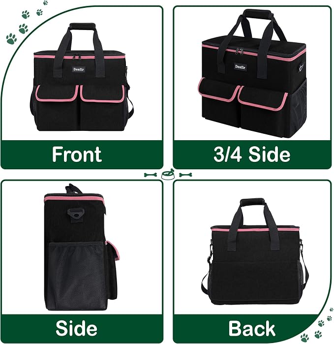 Dog Travel Bag - Dog Travel Kit for a Weekend Away Set Includes Pet Travel Bag Organizer for Accessories, 2 Collapsible Bowls, 2 Travel Food Container