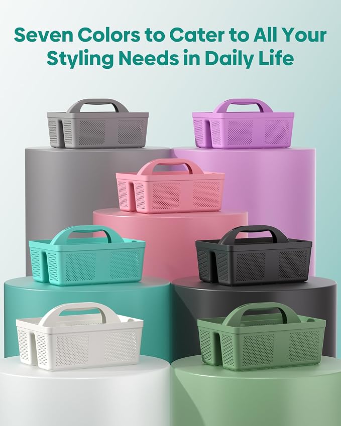 4 Pack Portable Shower Caddy, Integrated Handle, Reinforced Plastic, Organizer Storage Bathroom Supplies and Beauty Products, Cleaning Supplies, Shower Basket for Home, Dorm, Shelf and Cabinet