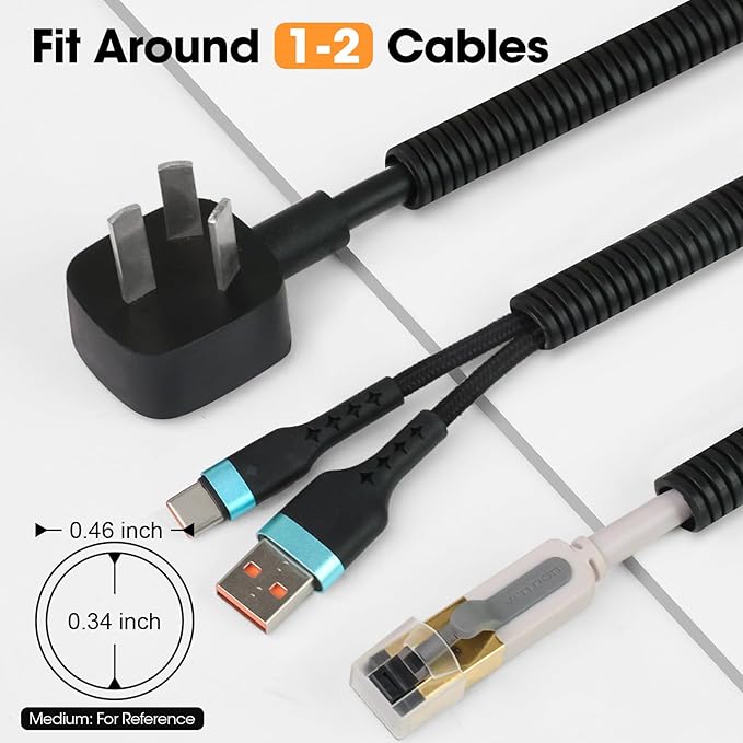 60 FT Wire Loom 3/8 Inch, Split Wire Loom Tubing Wire Conduit, Wire Protector Tubing – Black