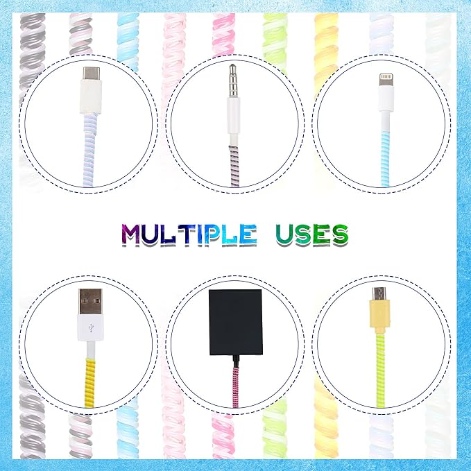 Friends 10 Pcs Cord Protectors from Pets No Chew 43.3'',Vivid Colors | Spiral Cable Protector, Phone Charger Cover, Data Cable Protective Sleeve Chew Proof, USB Wire Cover Stylish, Cat Dog Rabbit