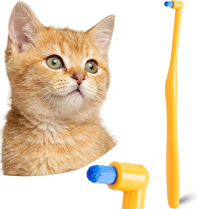 Cat Toothbrush Tuft Head, Small Dog & Puppy Tooth Brushing Kit, Mini Head Teeth Brush for Kitten & Tiny Pet, Doggy Toothbrushes Deep Dental Cleaning, 1 PCS - Orange