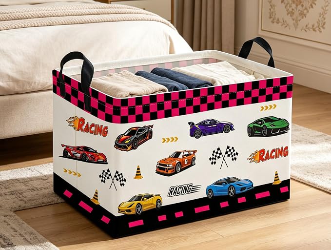 Rectangle Kids Baskets Car Basket Cute Storage Bin Organizer Boys Box for Room Decor Gift Basket(Car)