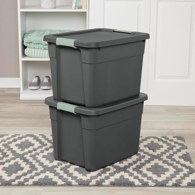 Sterilite Latch Tote Storage w/Lids for Home & Office, 12 Gallon, 12-Pack | Heavy-Duty and Stackable Plastic Containers with Latches for Closet, Cabinet, Bedroom, Bathroom and Dorm Room Organization